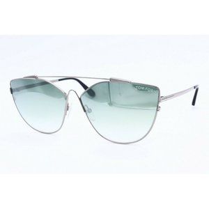 Tom Ford Jacquelyn-02 TF 563 14X Cat Eye Silver Sunglasses Green Gradient (C)